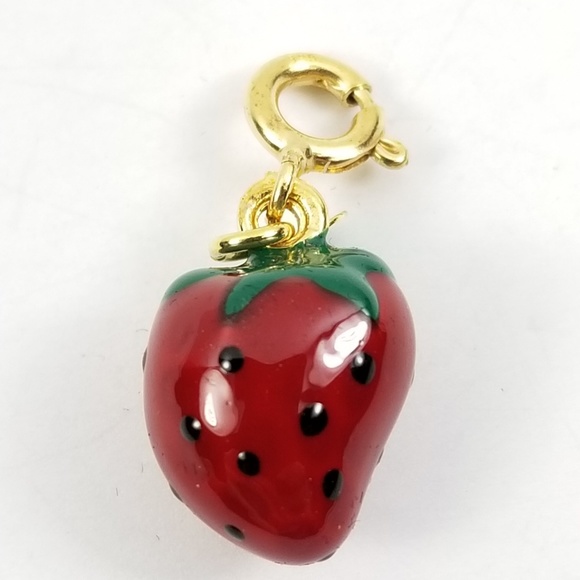 QVC Jewelry - Enameled Strawberry Charm 14k Gold